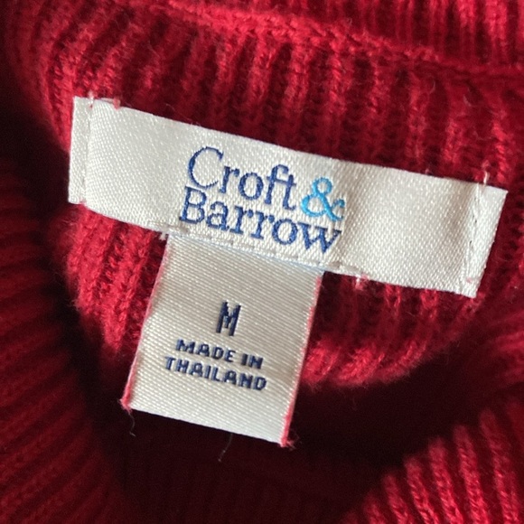 Croft & Barrow red turtleneck sweater medium classic preppy holiday party fall - Picture 10 of 11